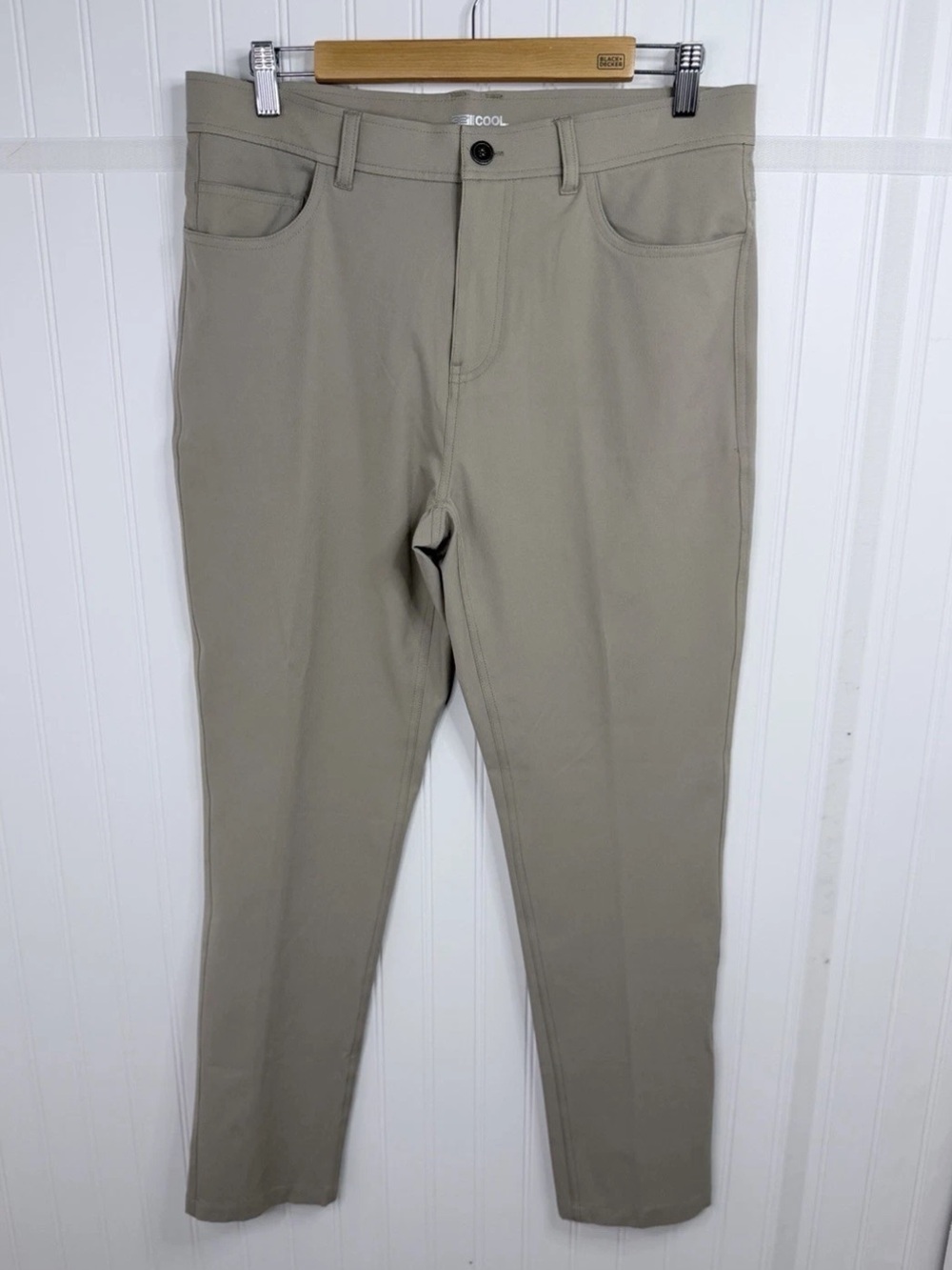 32 Cool Stretch Performance Pants Mens 32x30 Khaki Golf Chino Casual athleisure